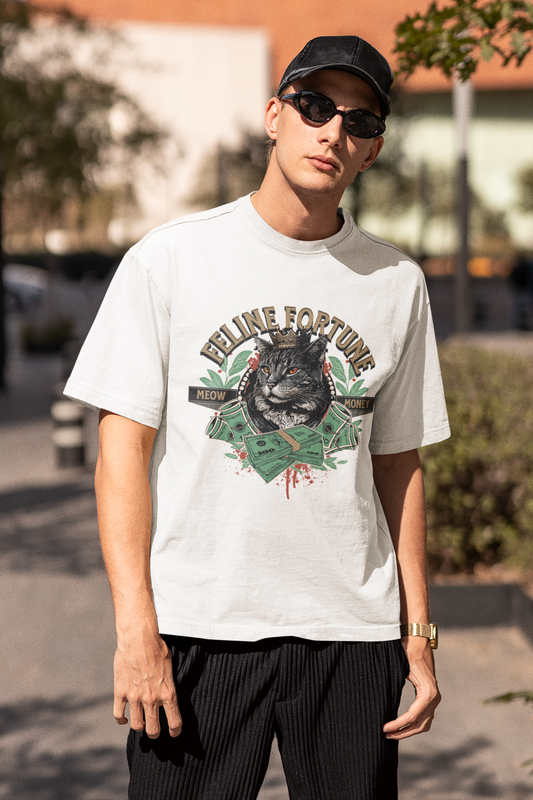 Playera Oversize de hombre Feline Fortune