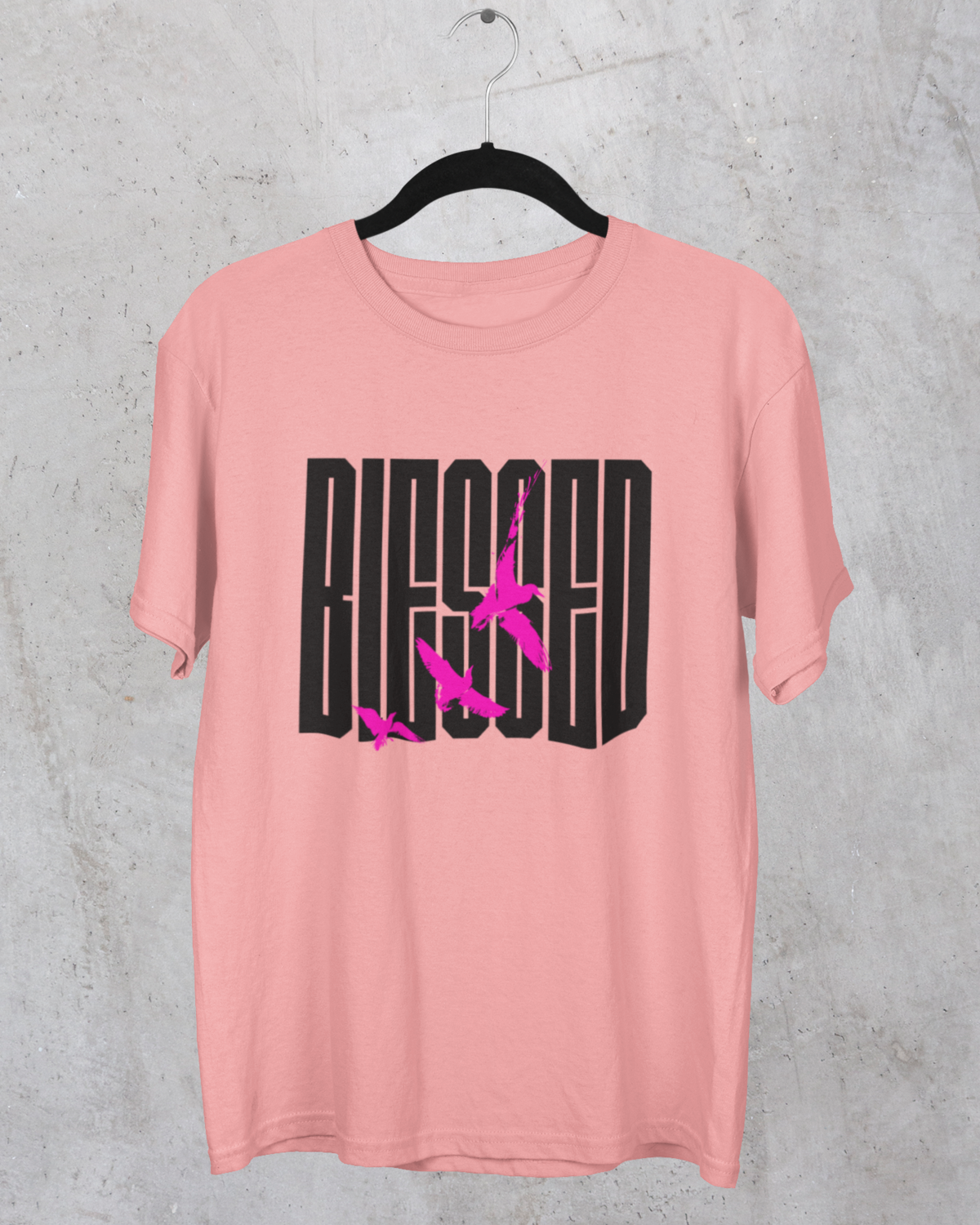 Playera Oversize de mujer con letras blessed y aves