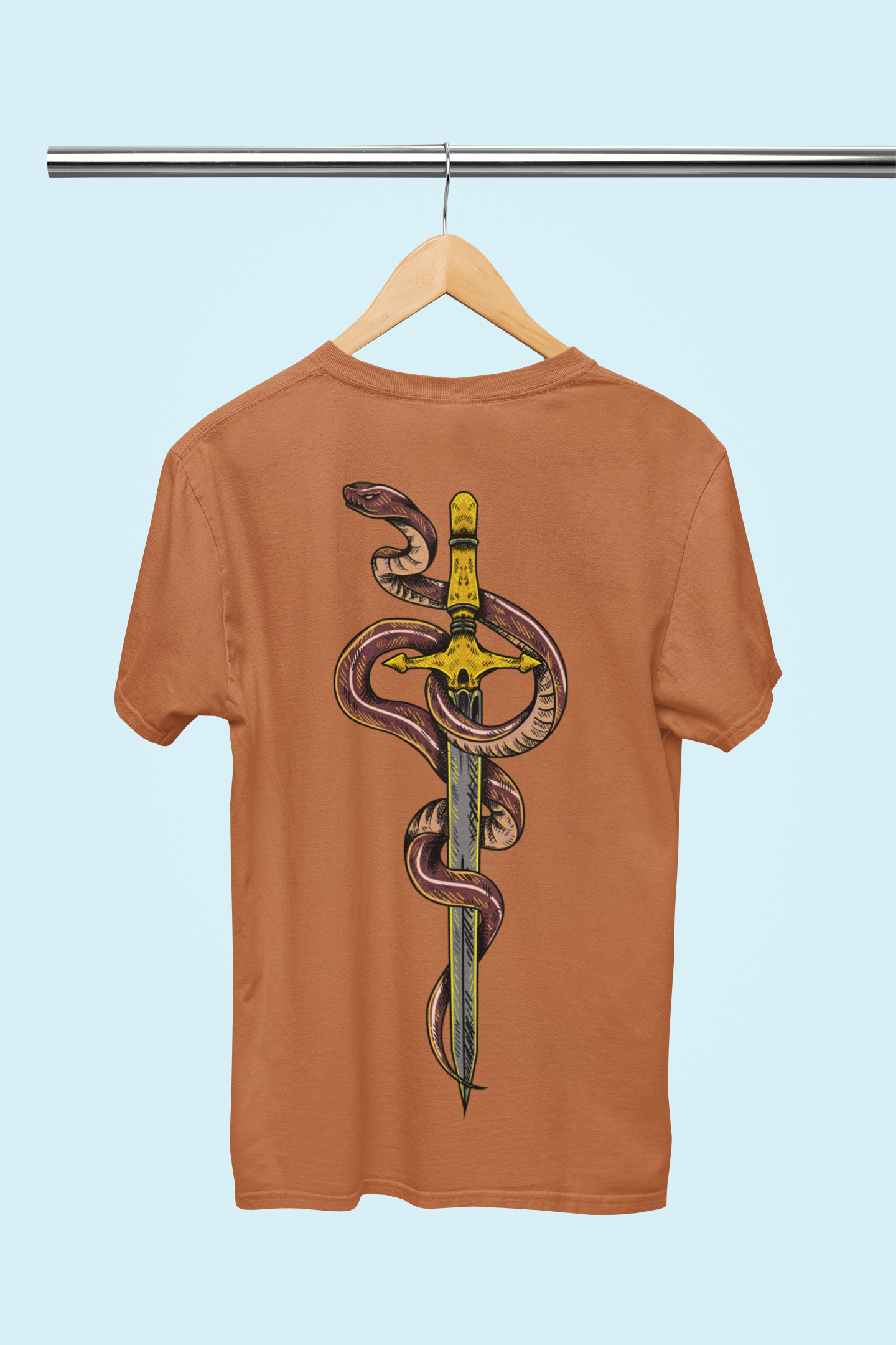 Playera Oversize de hombre con estampado de espada con serpiente