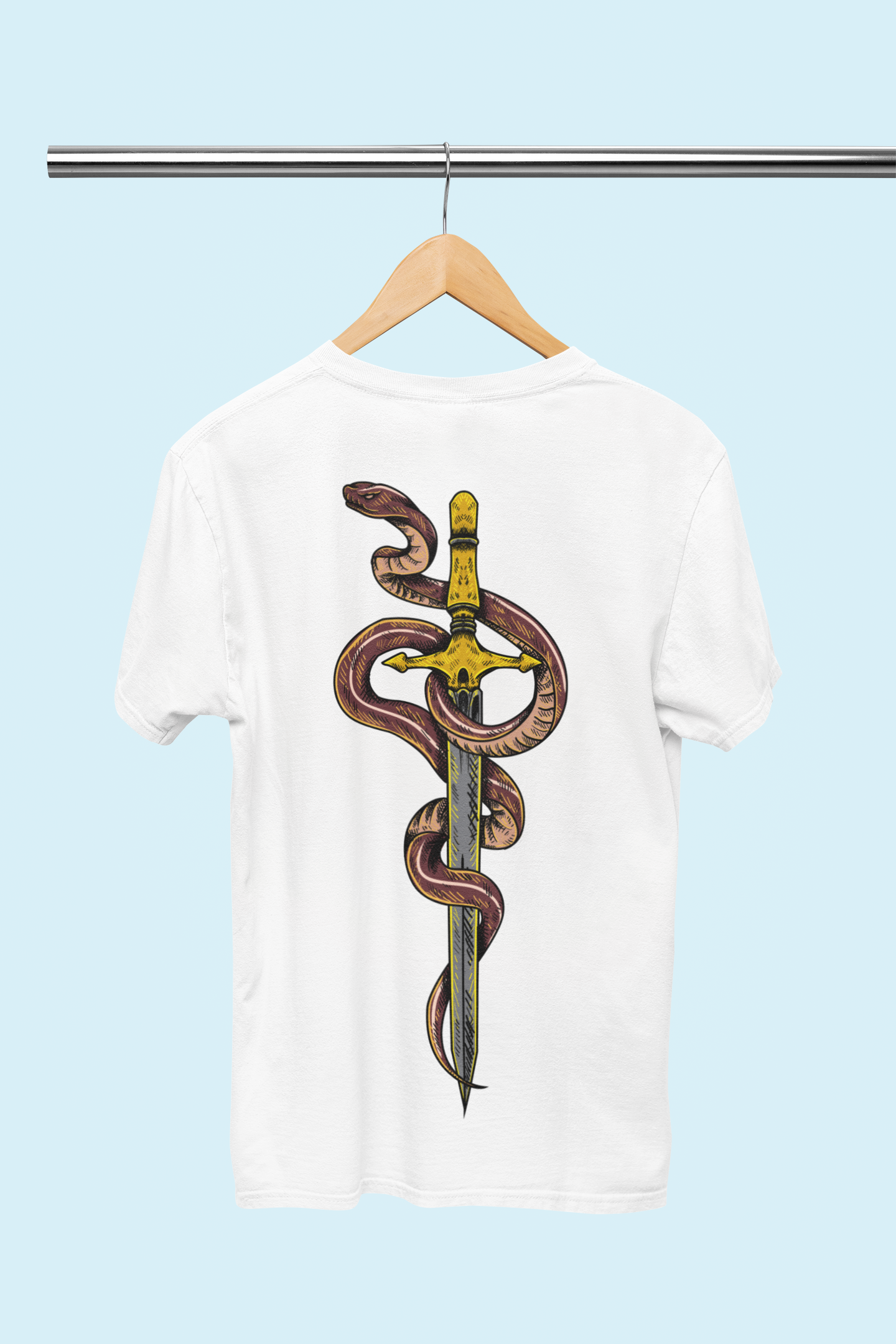 Playera Oversize de hombre con estampado de espada con serpiente