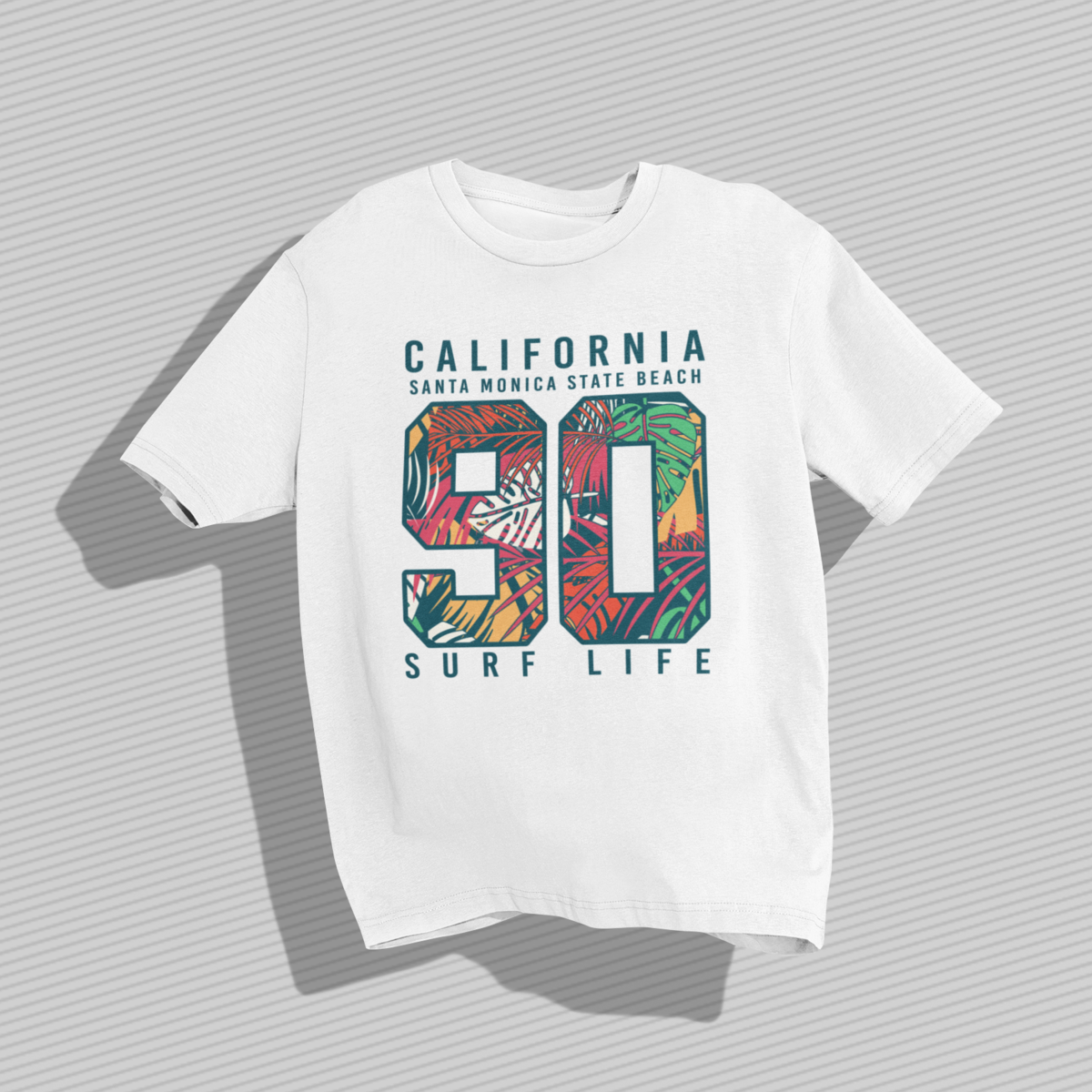 Playera de hombre manga corta estampado de letras california 90