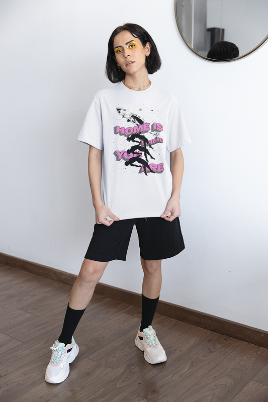 Playera Oversize de mujer con estampado Humanos levitando