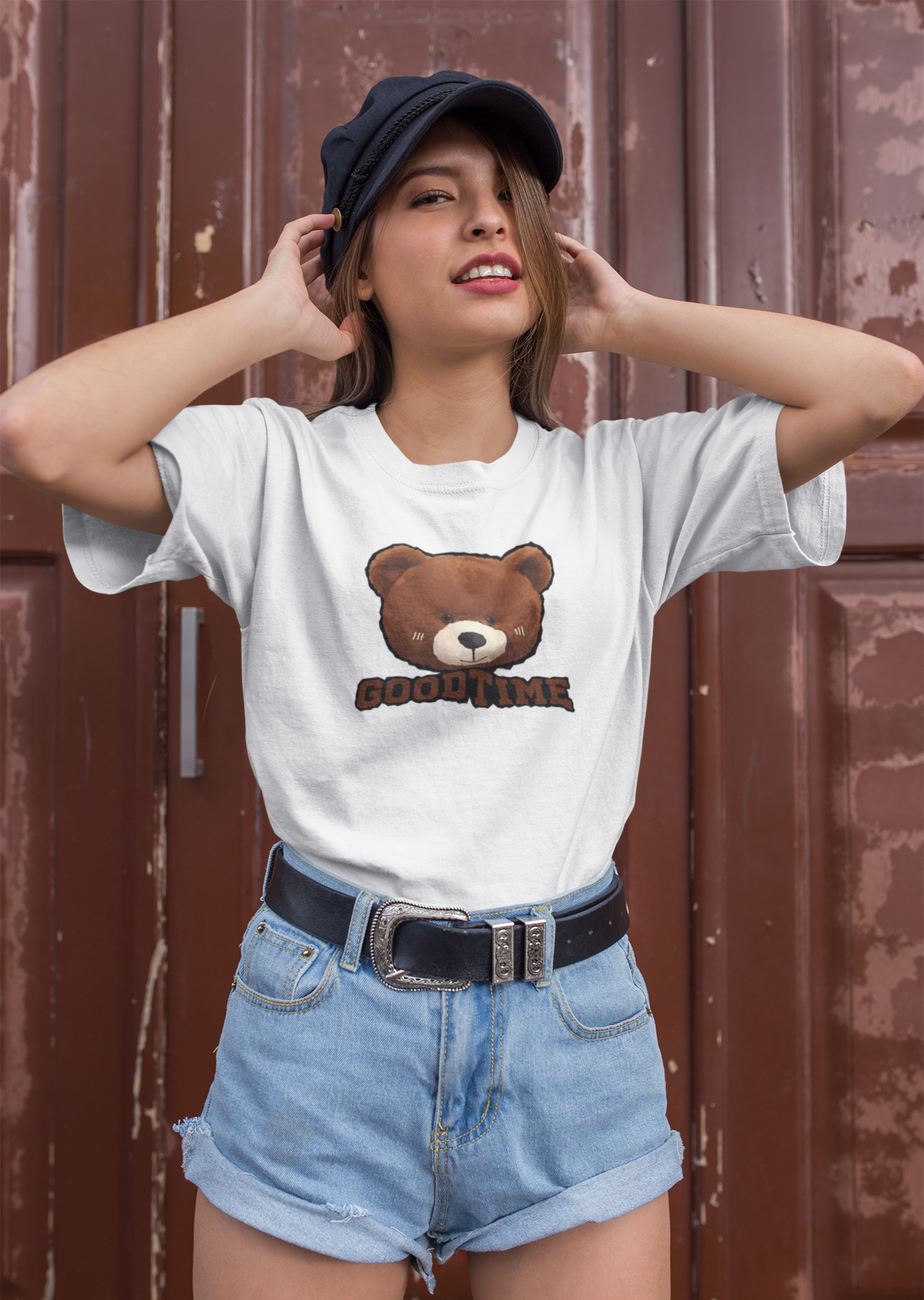 Playera de mujer con estampado de oso