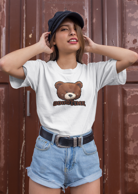 Playera de mujer con estampado de oso