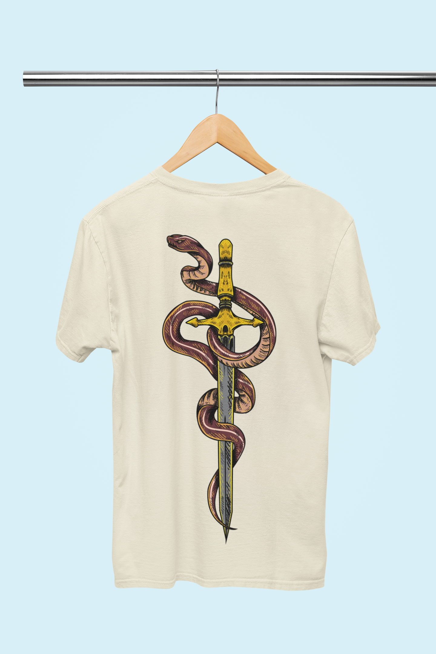 Playera Oversize de hombre con estampado de espada con serpiente