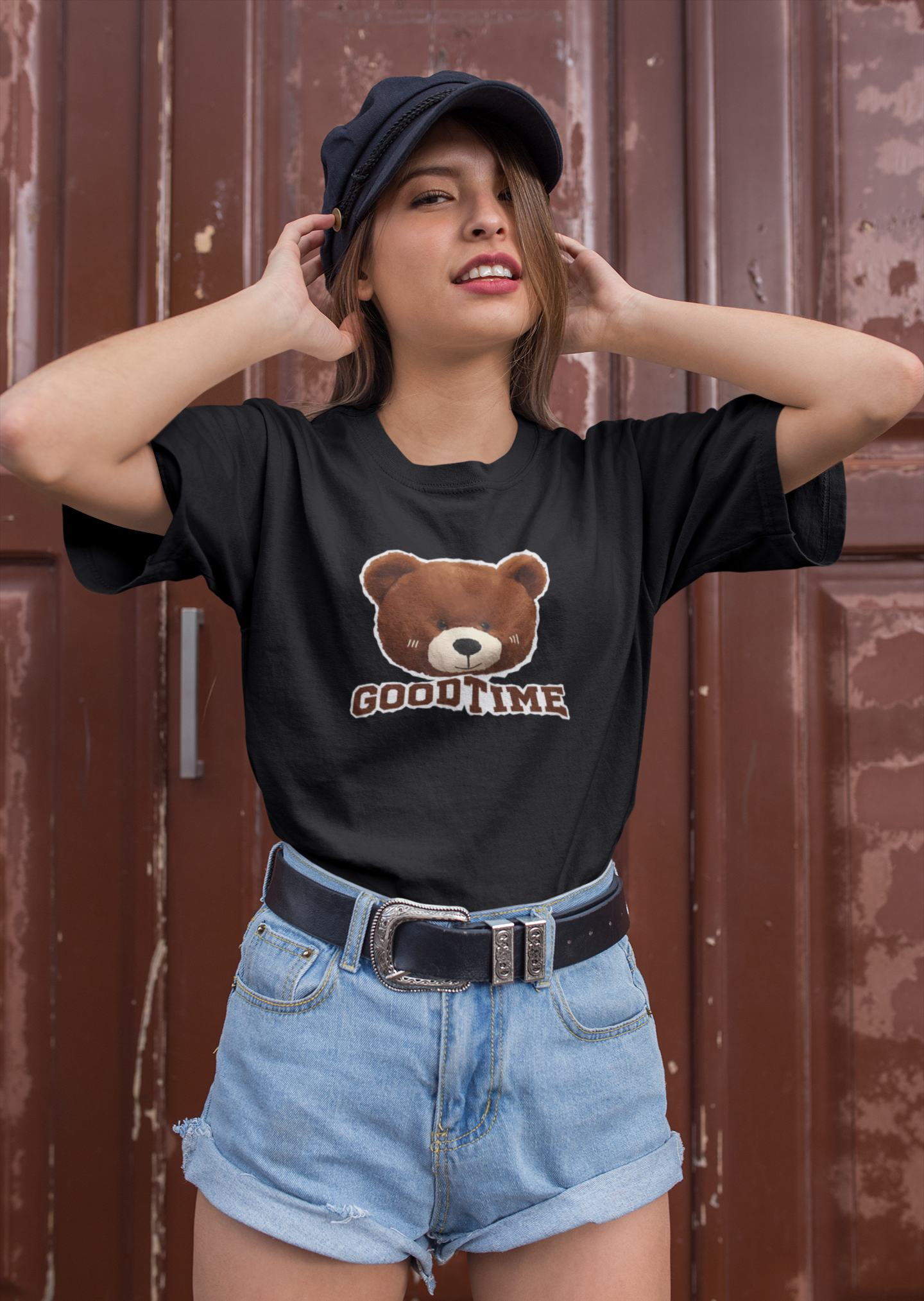 Playera de mujer con estampado de oso