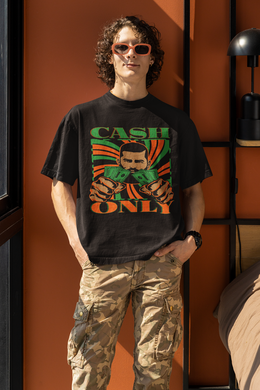 Playera Oversize de hombre con estampado de cash only